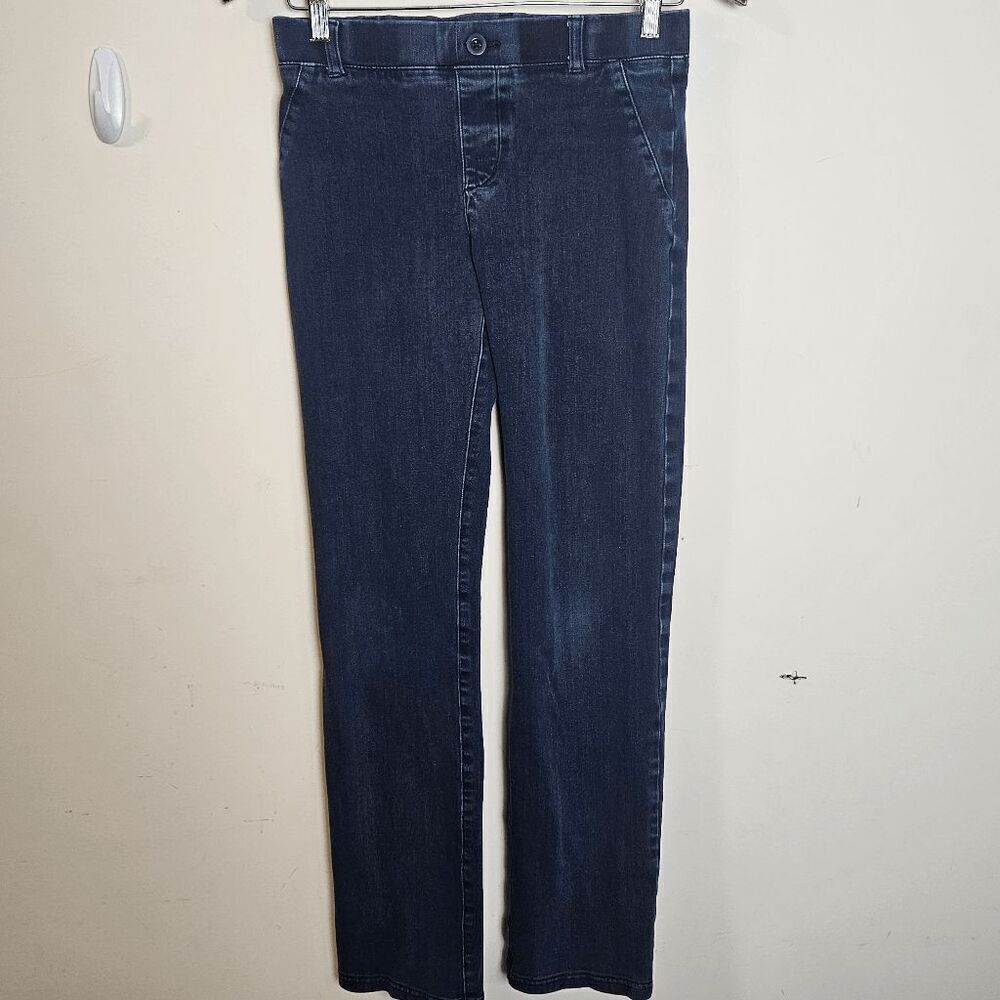 Betabrand Pull On Straight Leg Denim Stretch W0626-IN Women's Dark Blue Size Sma